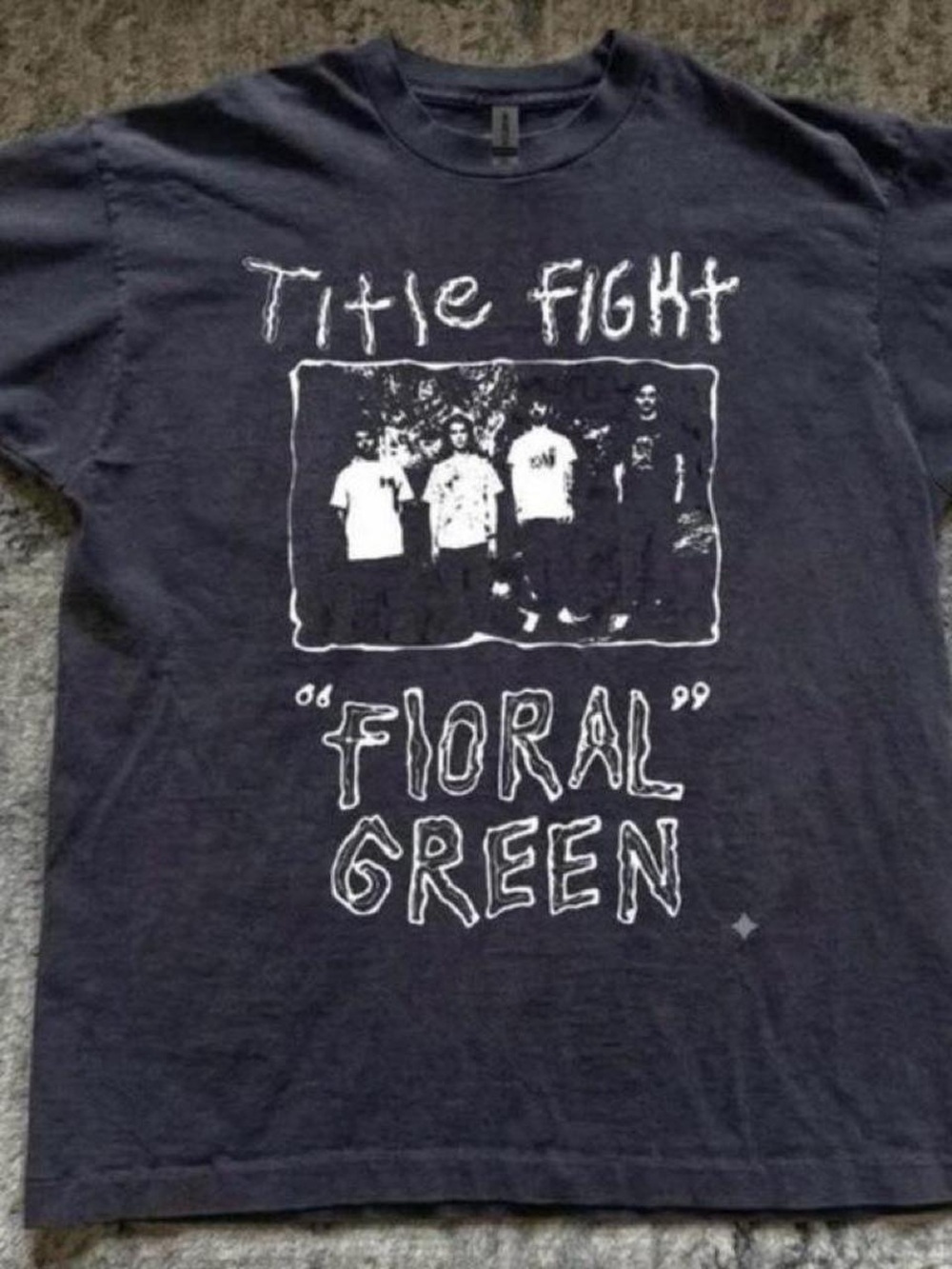 Gildan Navy Short Sleeve Title Fight "Floral Green" Graphic Tee